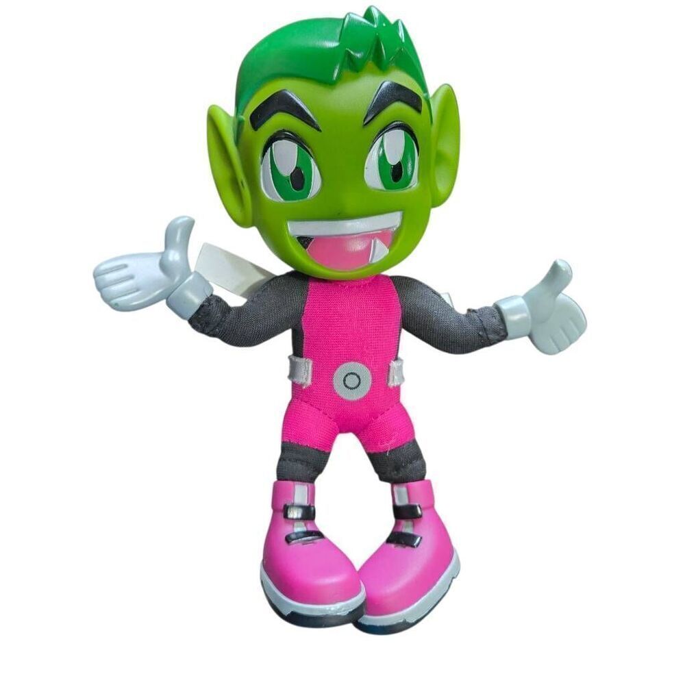 Teen Titans Green Beast Boy Super Deformed Hard Head Plush Doll Bandai 7" 2004